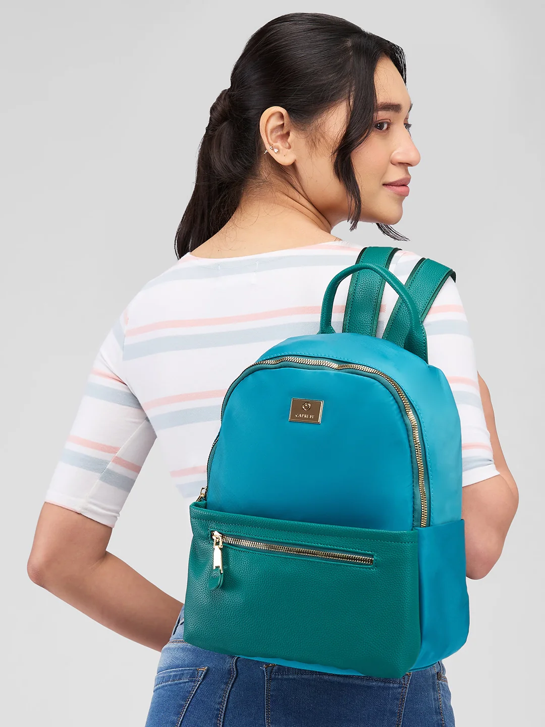 Caprese Casper Medium Blue Casual Backpack - Image 12