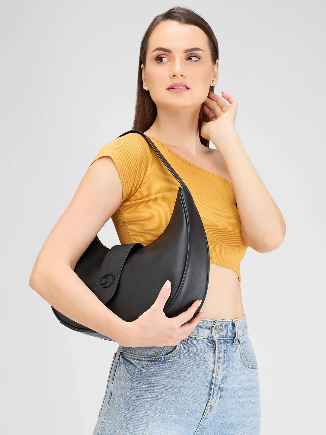 Caprese Celia Large Black Hobo Bag - Image 13