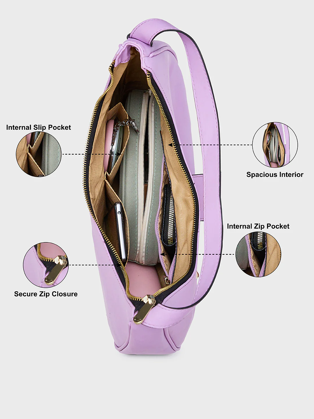 Caprese Celia Large  Mauve Hobo Bag - Image 7