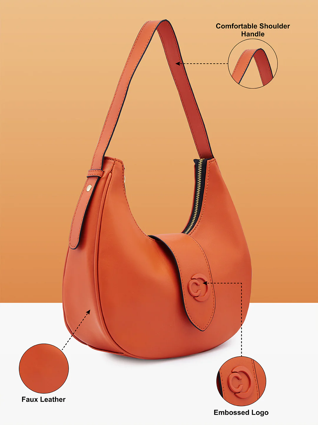 Caprese Celia Small Rust Hobo Bag - Image 6