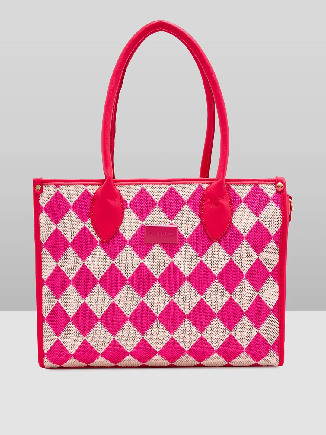 Caprese Checker Medium Fuchsia Satchel Bag
