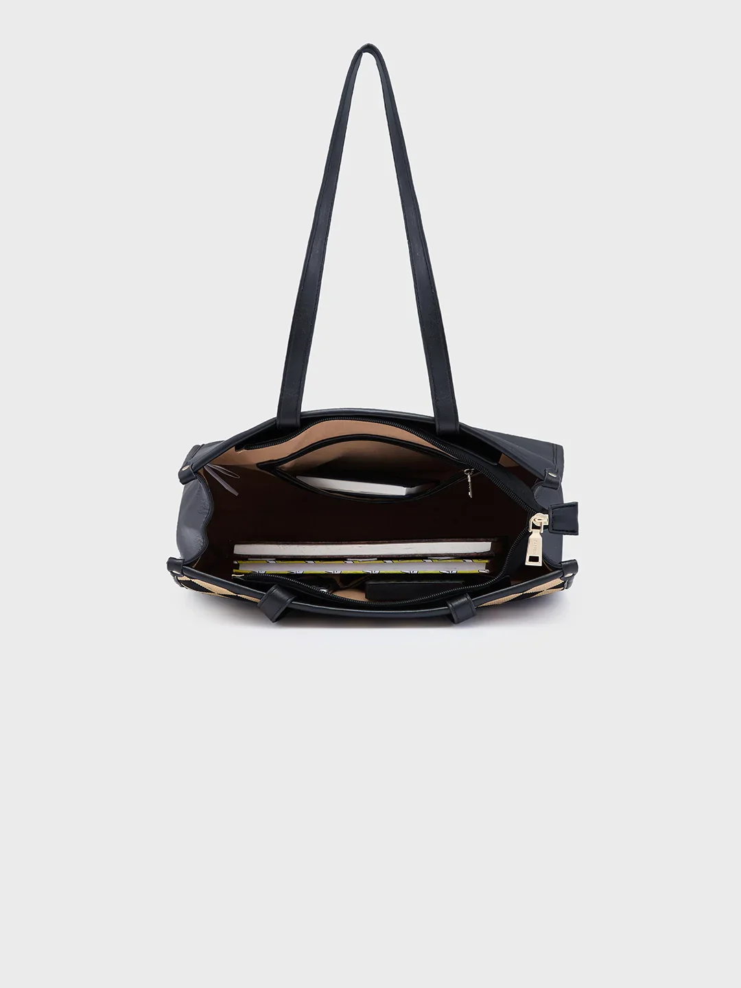 Caprese Checker Medium Black Tote Bag - Image 7