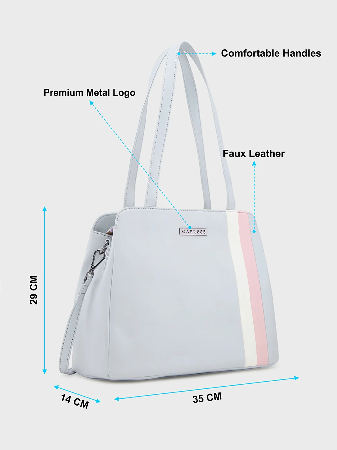 Caprese Chia Medium Light Grey Satchel Bag - Image 7