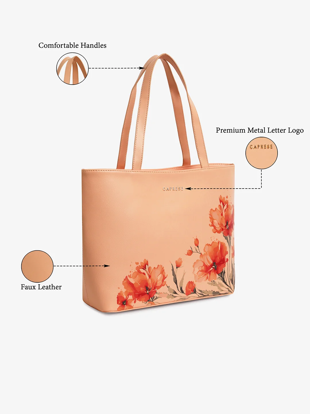 Caprese Chloe Large Orange Tote Bag - Image 4