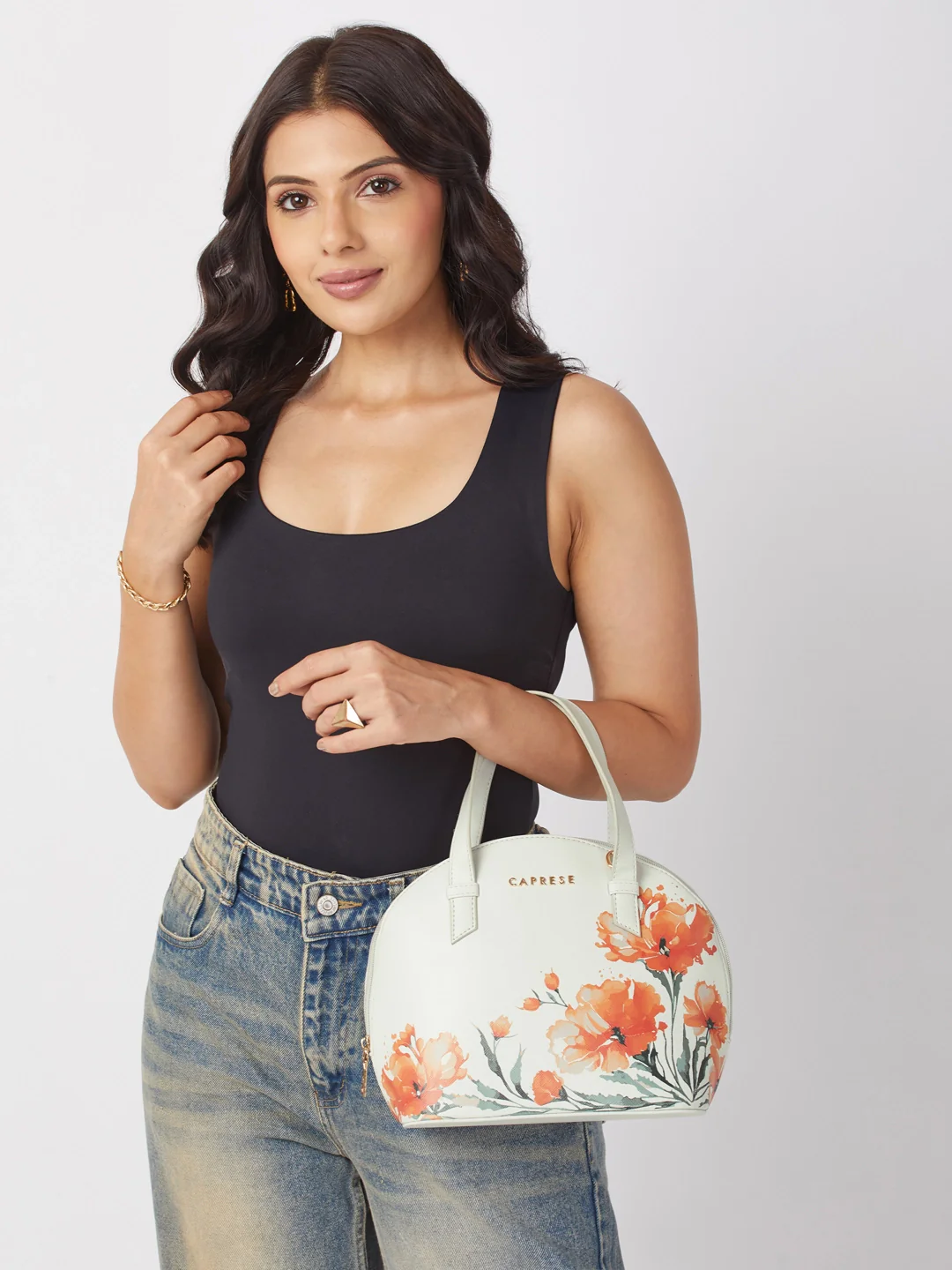 Caprese Chloe Small Grey Satchel Bag - Image 2