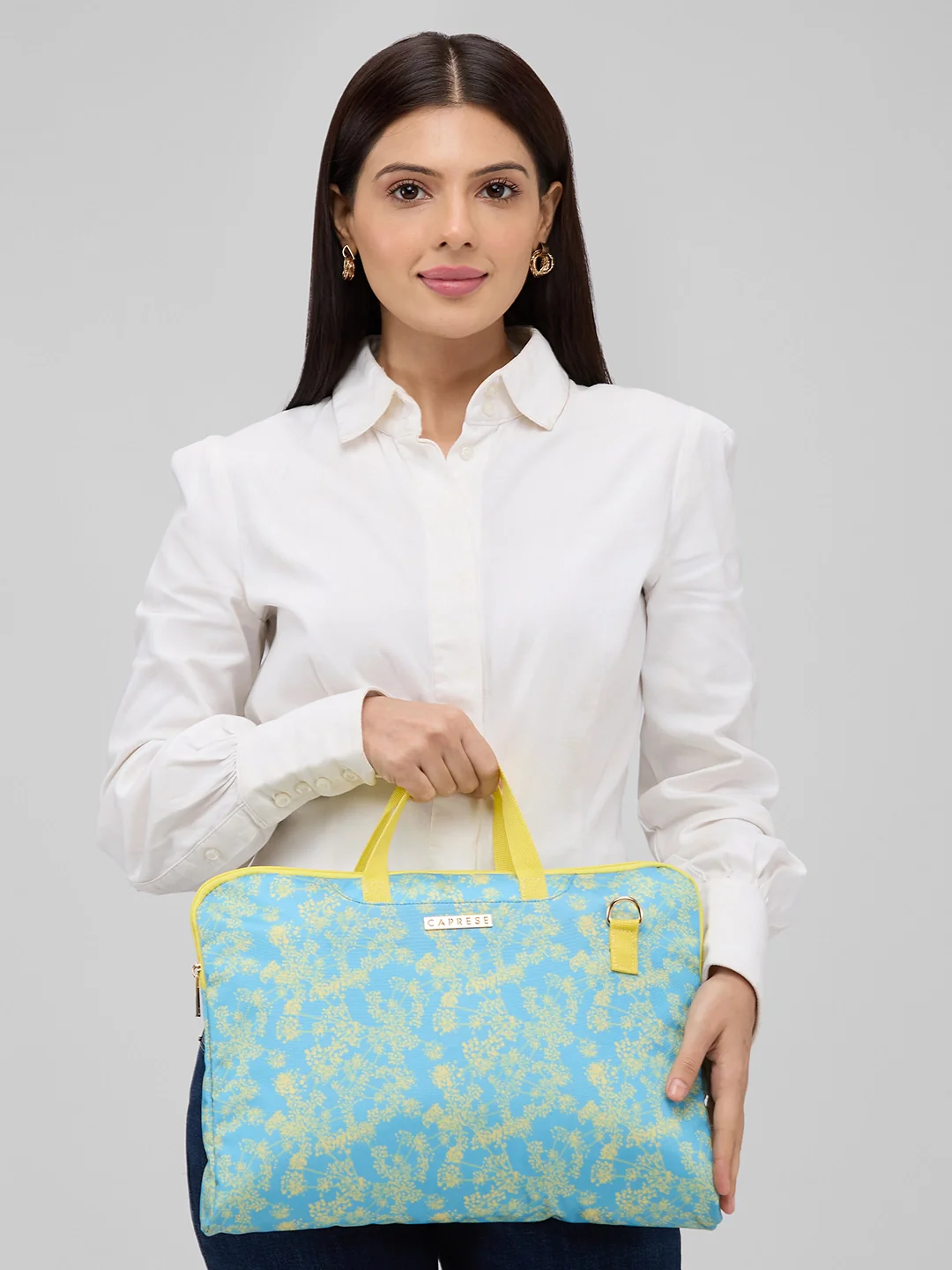 Caprese Chrysan Large Light Blue Laptop Bag - Image 4