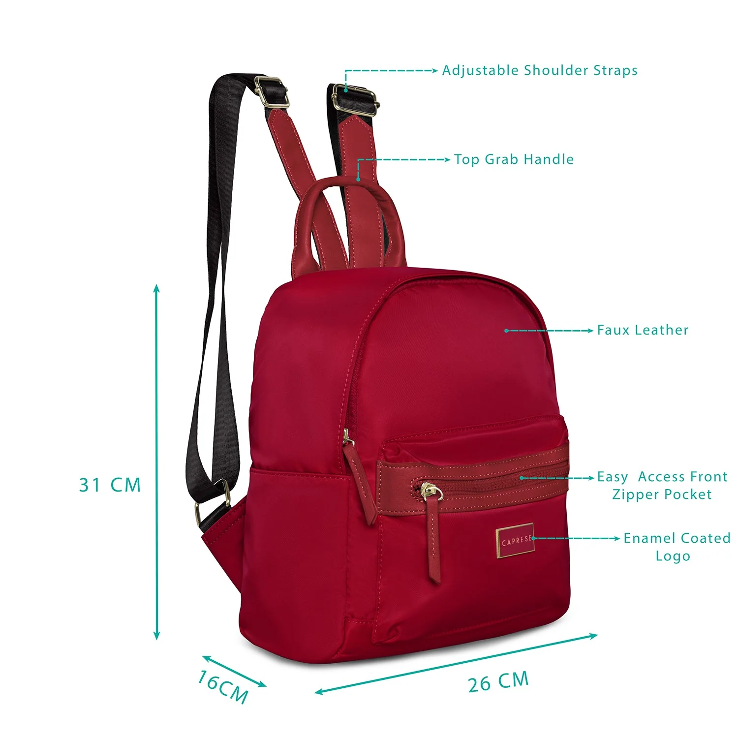 Caprese Cindy Small Bright Red Backpack - Image 2