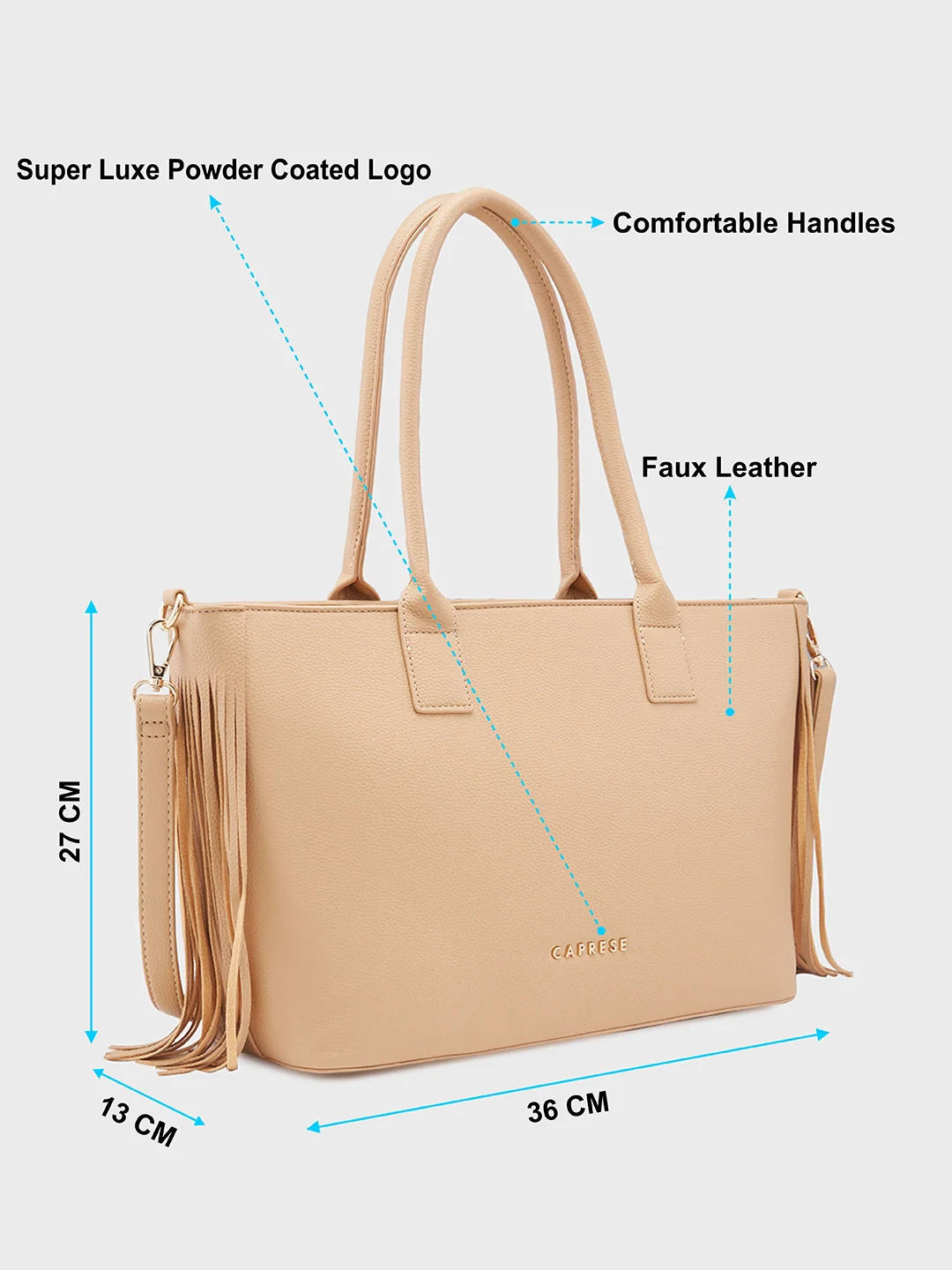 Caprese Cindy Large Beige Tote Bag - Image 7