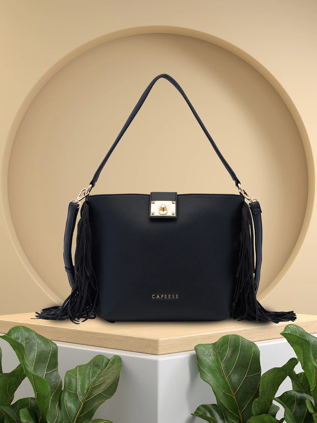 Caprese Cindy Medium Black Hobo Bag