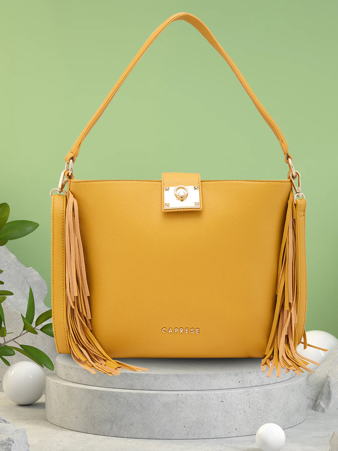 Caprese Cindy Medium Yellow Hobo Bag