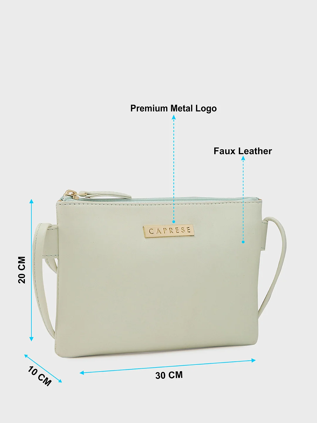 Caprese Clairice Medium Pastel Green Sling Bag - Image 5