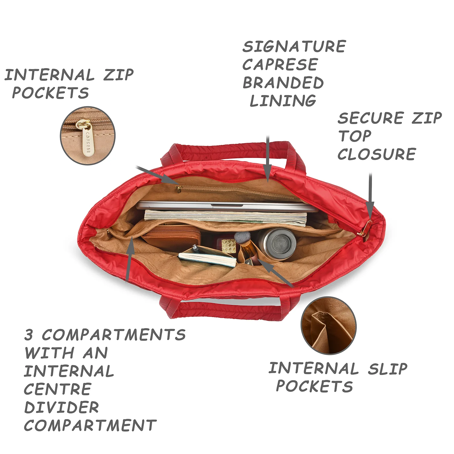 Caprese Clara Large Red Tote Bag - Image 5