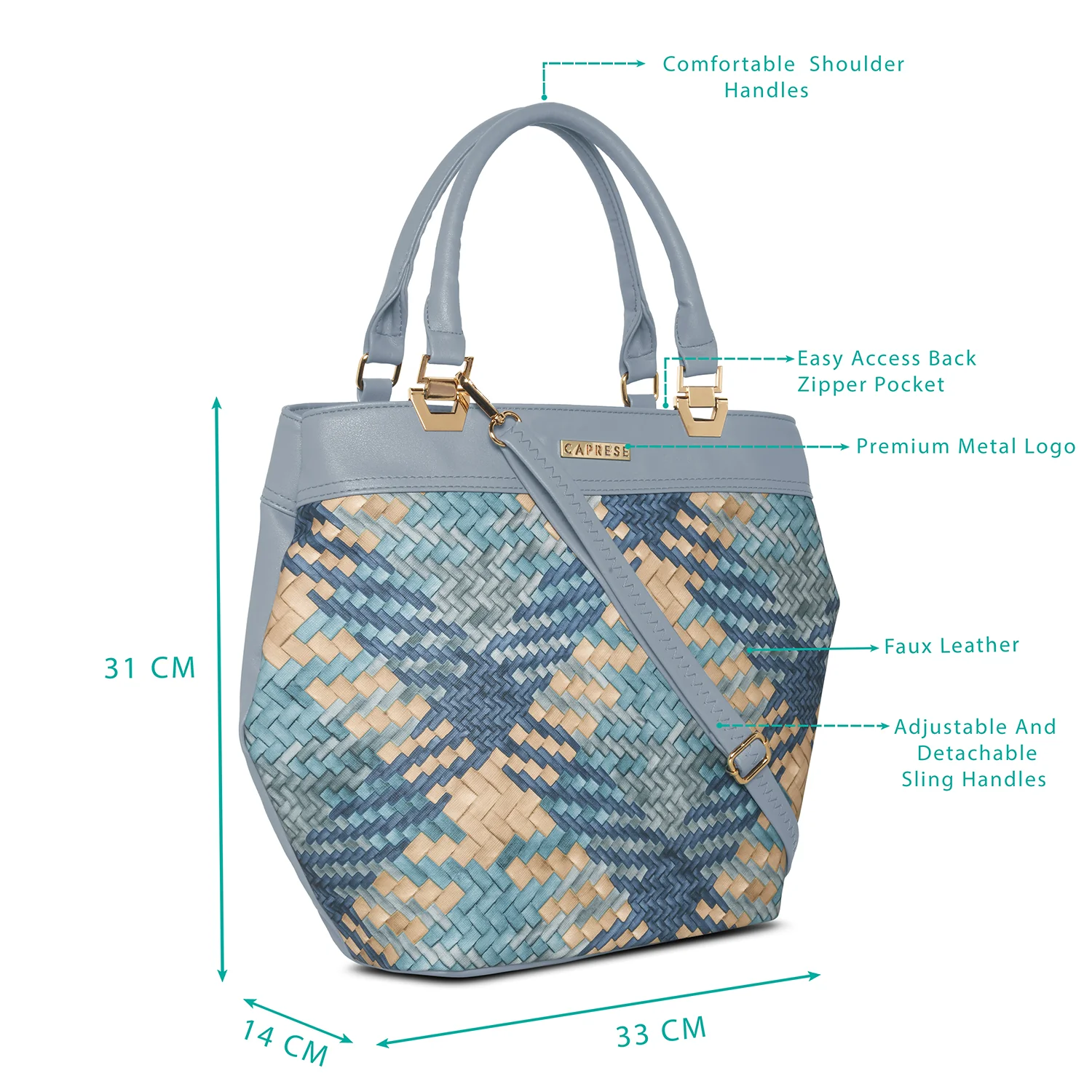 Caprese Claudia Large Navy & Blue Satchel Bag - Image 3
