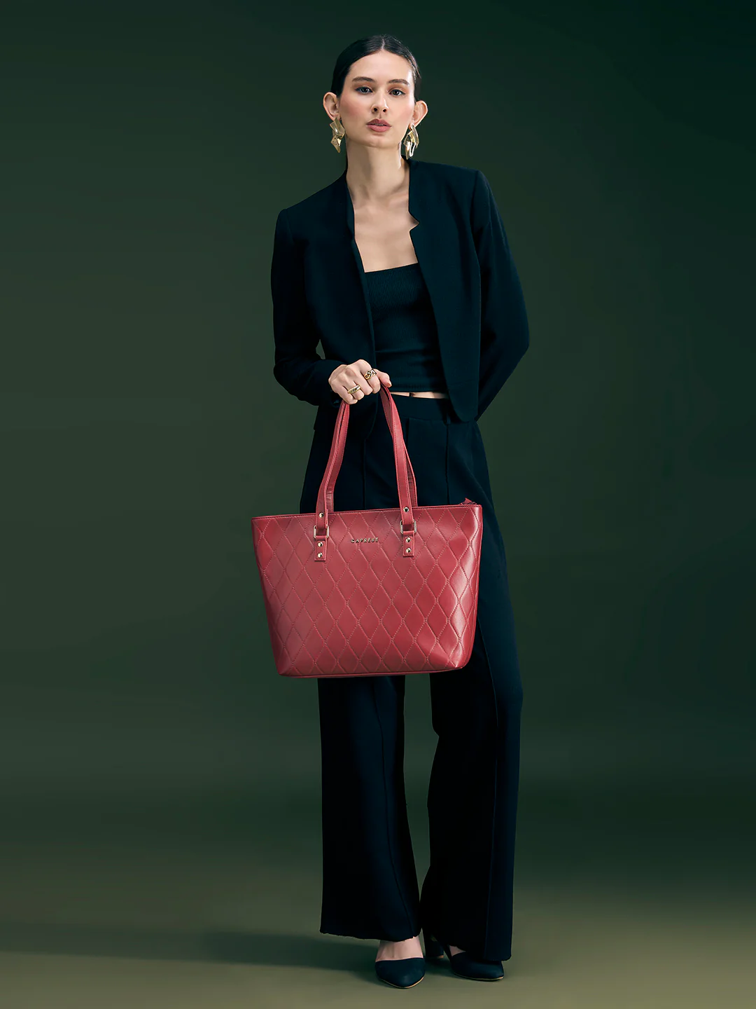 Caprese Claudiaa Large Cherry Red Tote Bag - Image 7