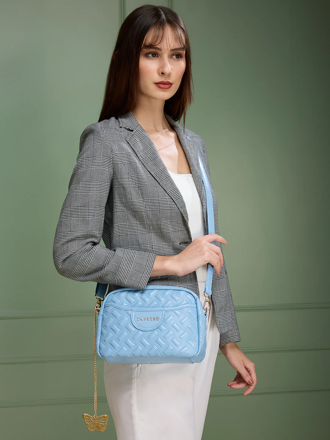 Caprese Cloud Medium Powder Blue
 Sling Bag - Image 8