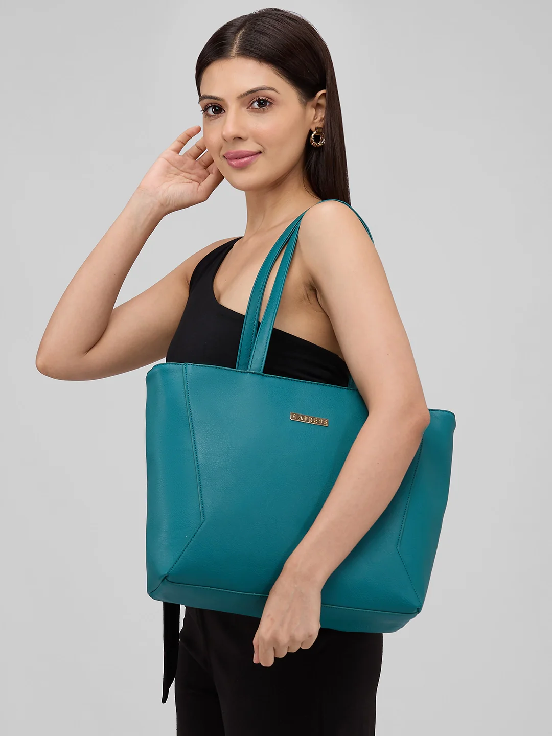 Caprese Covey Large Teal Tote Bag - Image 2