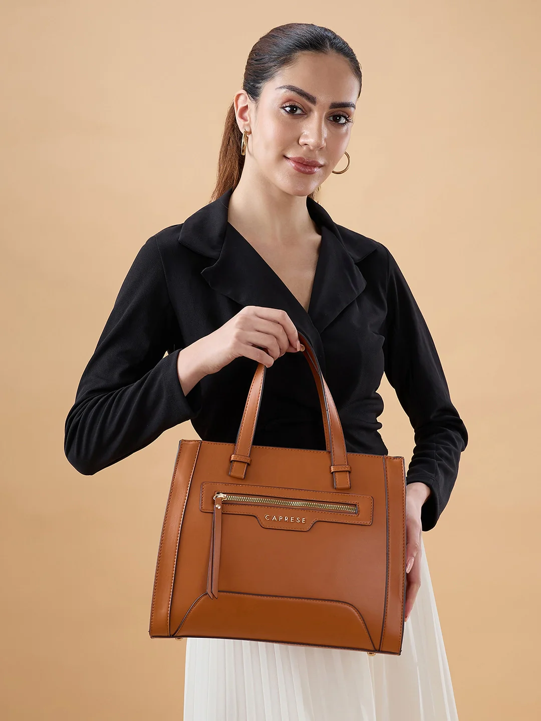 Caprese Cuba Medium Tan Satchel Bag - Image 2