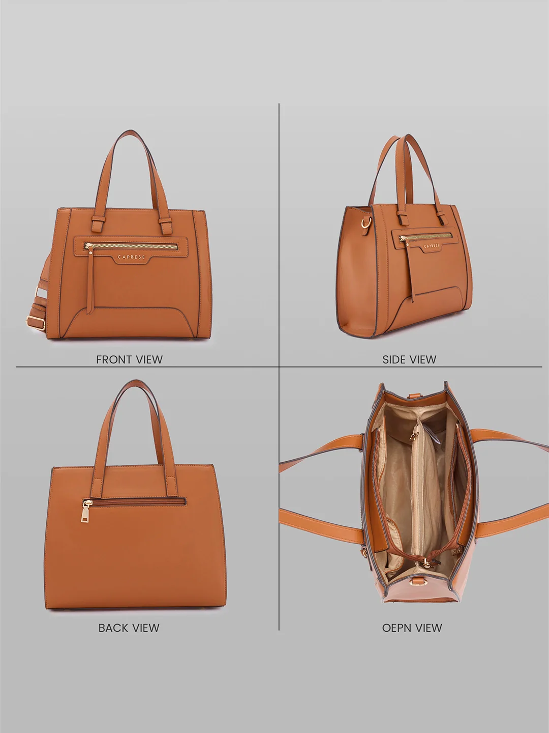 Caprese Cuba Medium Tan Satchel Bag - Image 4