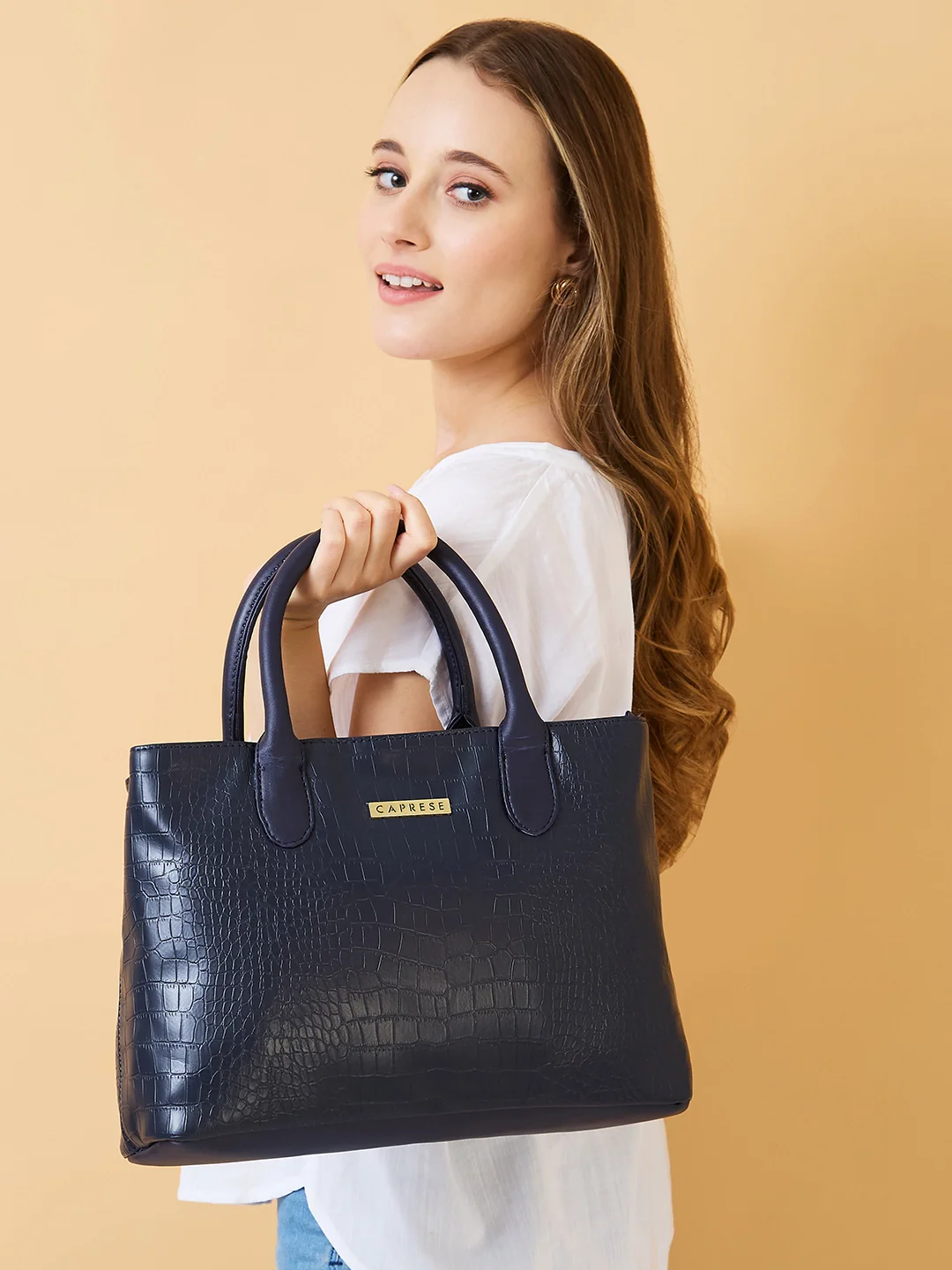 Caprese Cynthia Medium Navy Satchel Bag - Image 2