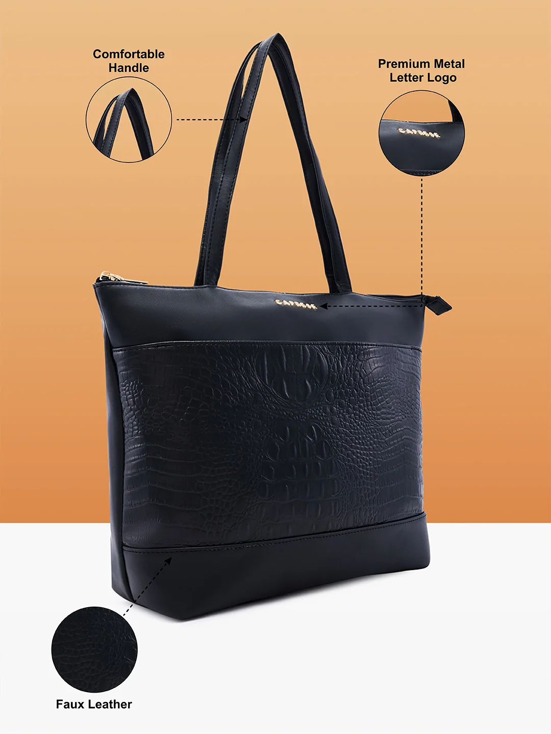 Caprese Cyprus Medium Black Tote Bag - Image 6