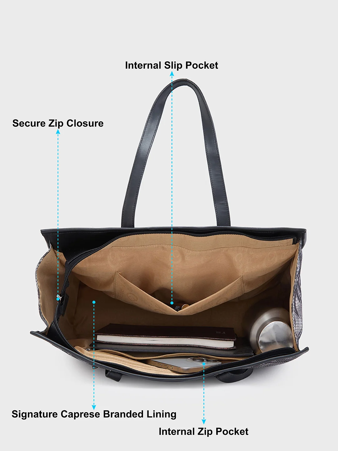 Caprese Daisy Large Grey Tote Bag - Image 6