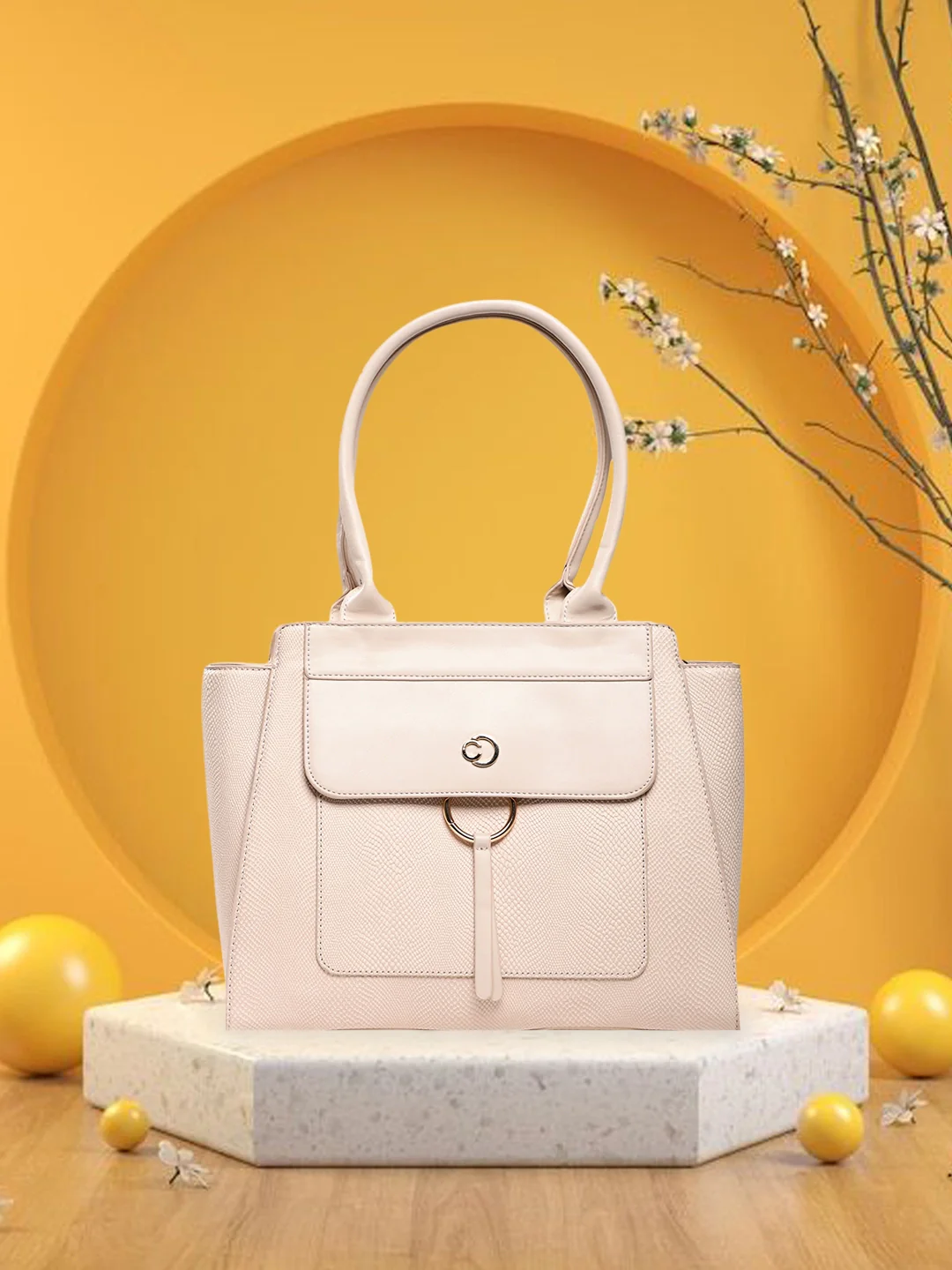 Caprese Dakota Large Beige Satchel Bag - Image 2