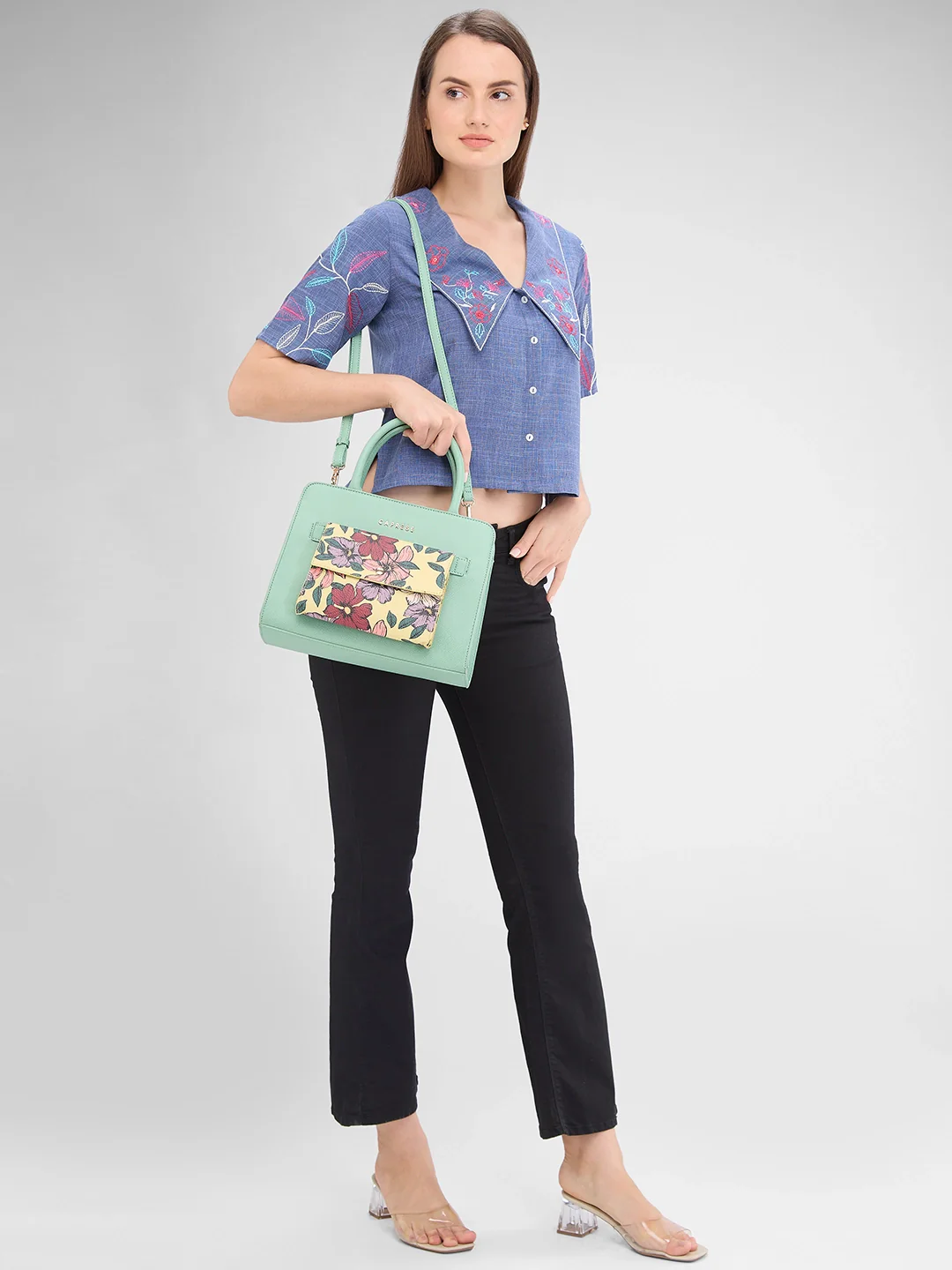 Caprese Daphne Medium Mint Satchel Bag - Image 11