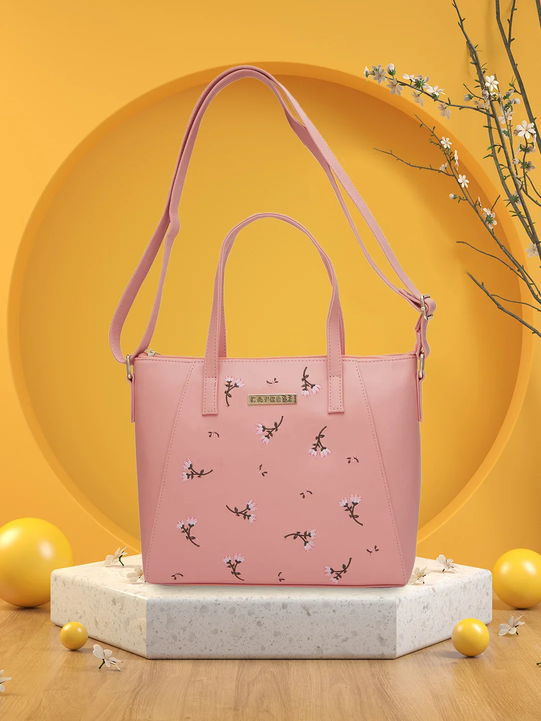 Caprese Dara Medium Pink Satchel Bag - Image 2