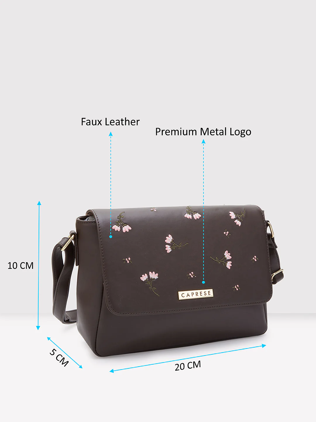 Caprese Dara Large Brown Sling Bag - Image 7
