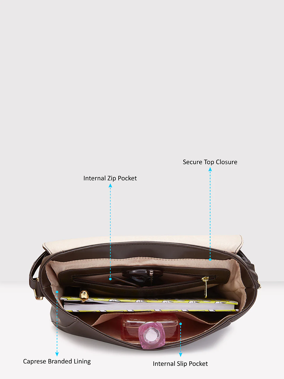 Caprese Dara Large Brown Sling Bag - Image 8