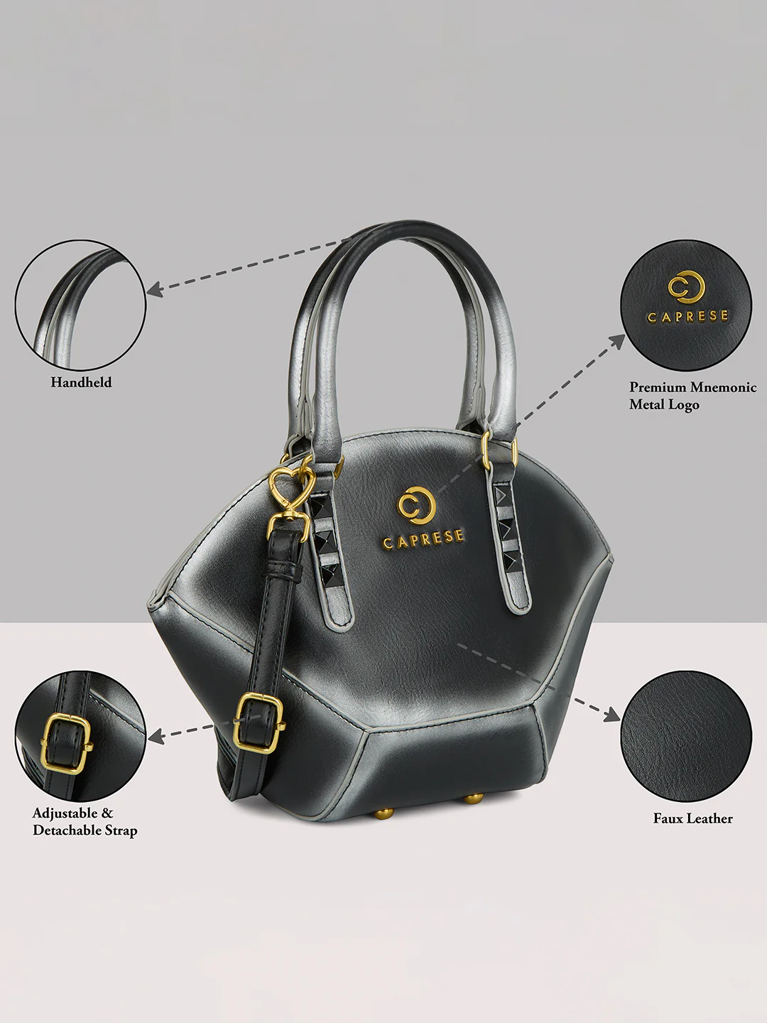 Caprese Dee Medium Black Handheld Satchel - Image 15