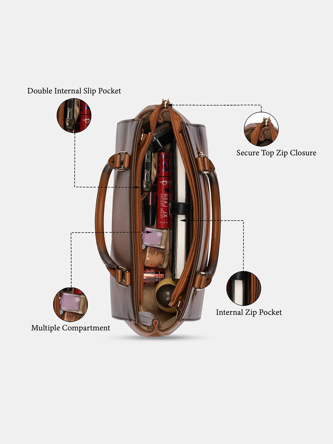 Caprese Dee Medium Tan Satchel - Image 7