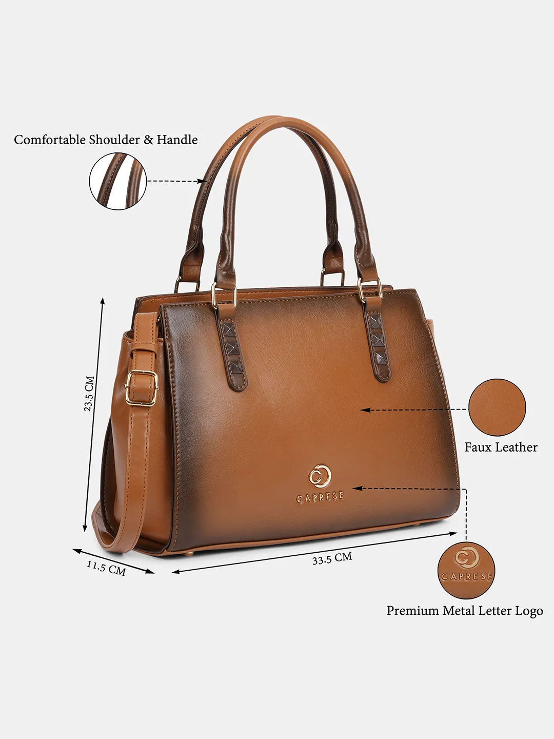 Caprese Dee Medium Tan Satchel - Image 8
