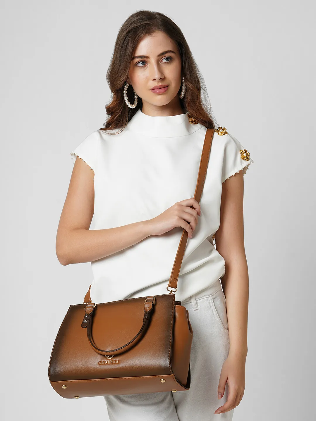 Caprese Dee Medium Tan Satchel - Image 9