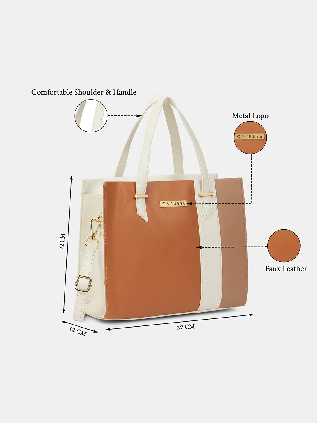 Caprese Deer Medium Alpine Oat Satchel Bag - Image 3