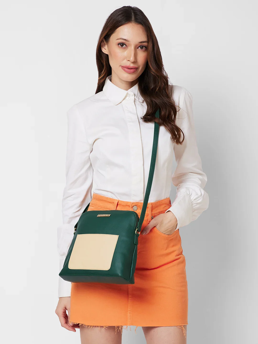 Caprese Destin Small Dark Green Sling Bag - Image 12