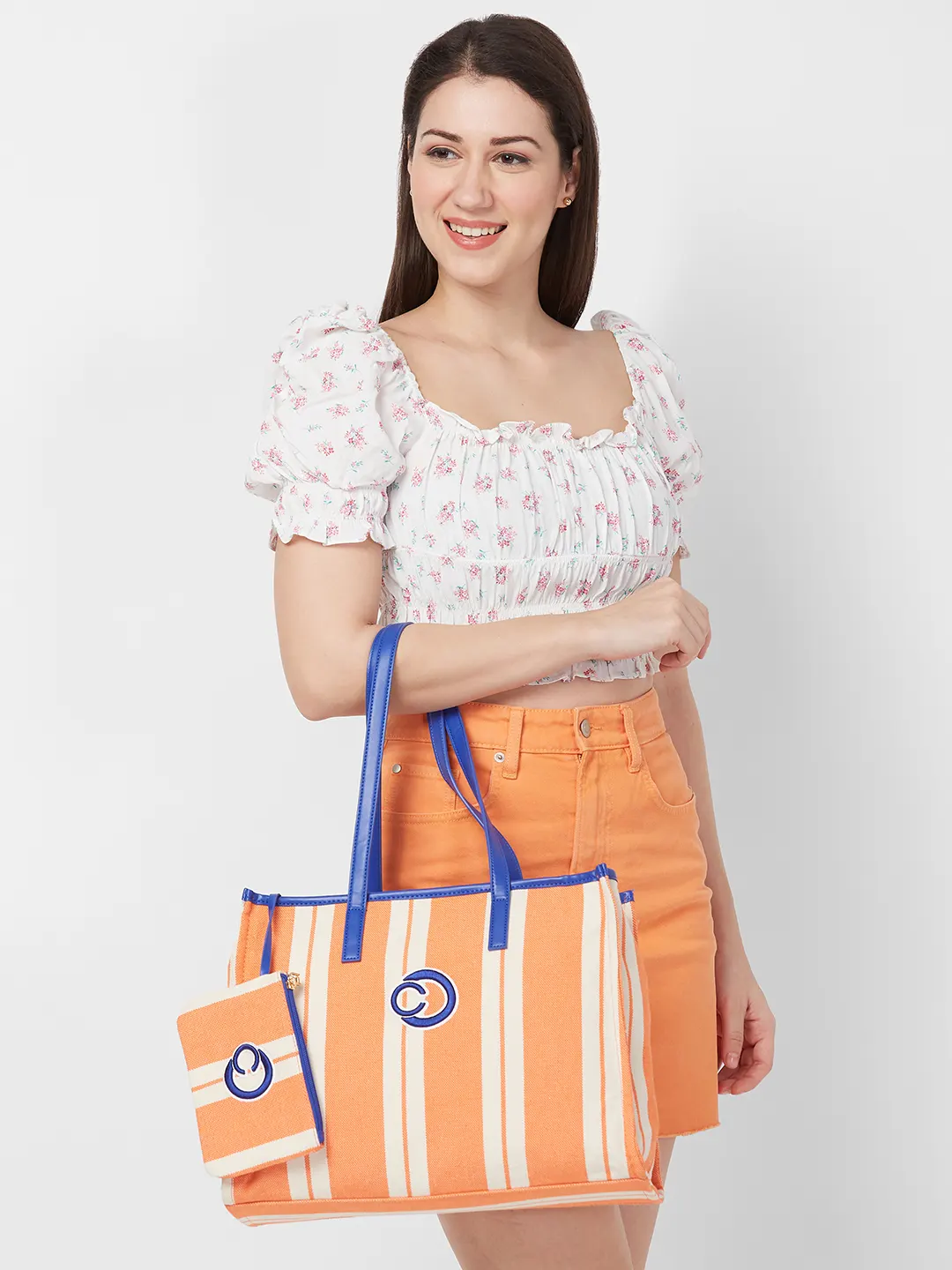 Caprese Dixie Medium Orange Tote Bag - Image 12