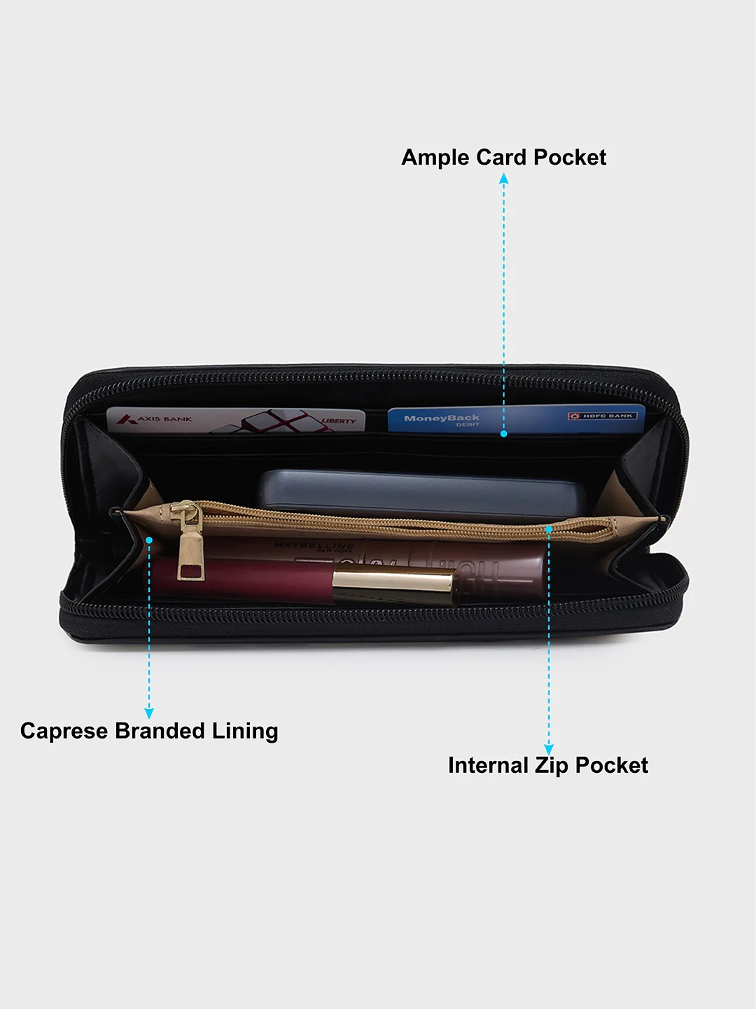 Caprese Dixie Large Black Zip Around Wallet - Image 7