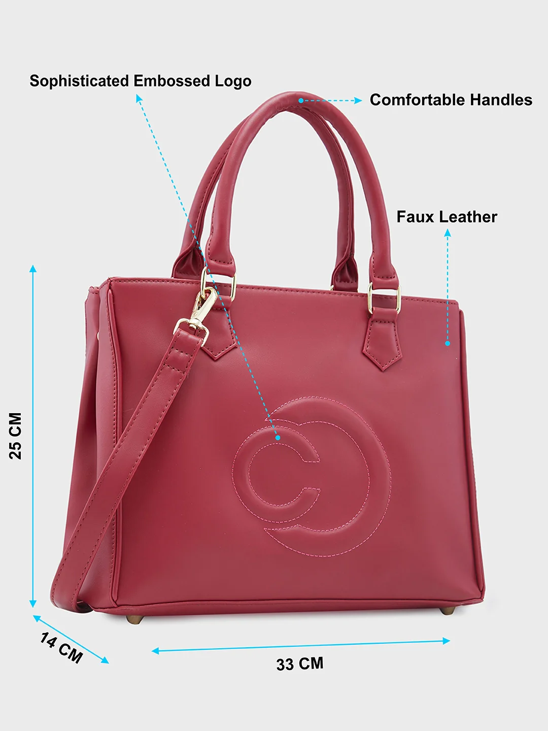 Caprese Dora Large Burgundy Satchel Bag - Image 10