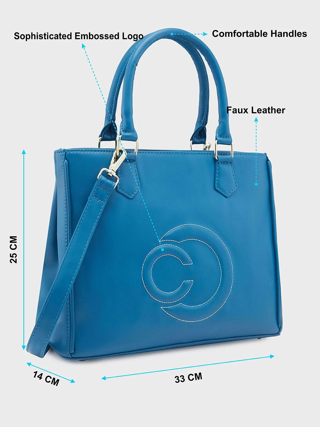 Caprese Dora Large Teal Satchel Bag - Image 11