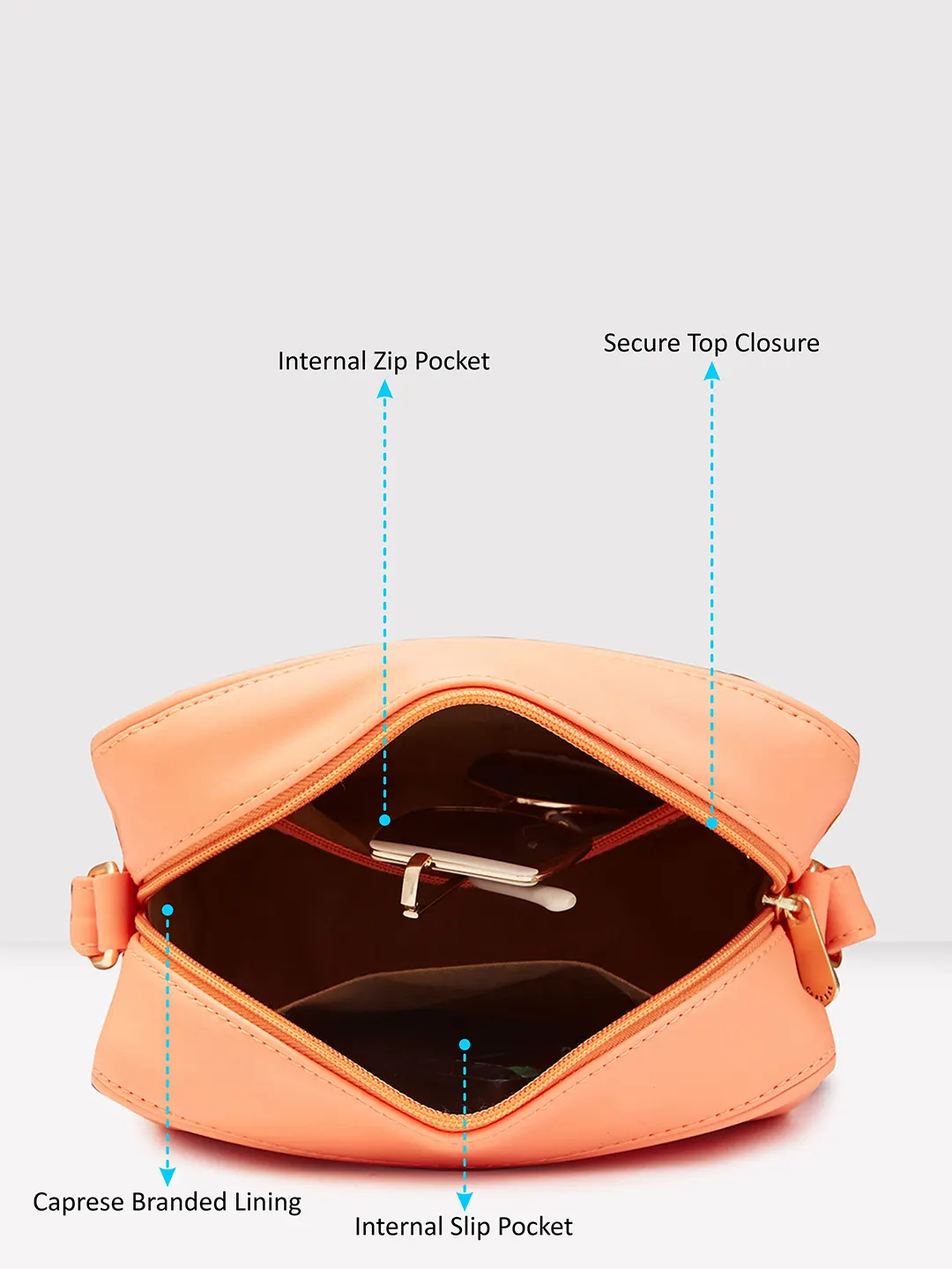 Caprese Dora Medium Coral Sling Bag - Image 6