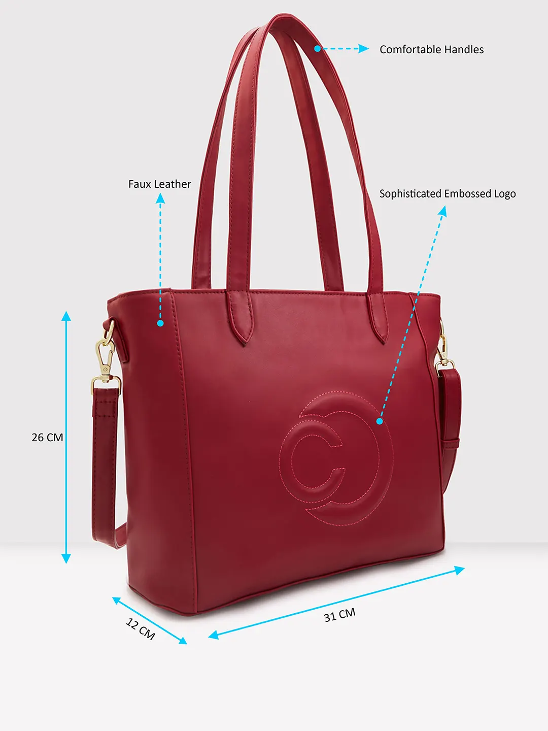 Caprese Dora Large Burgundy Office Tote Bag - Image 7