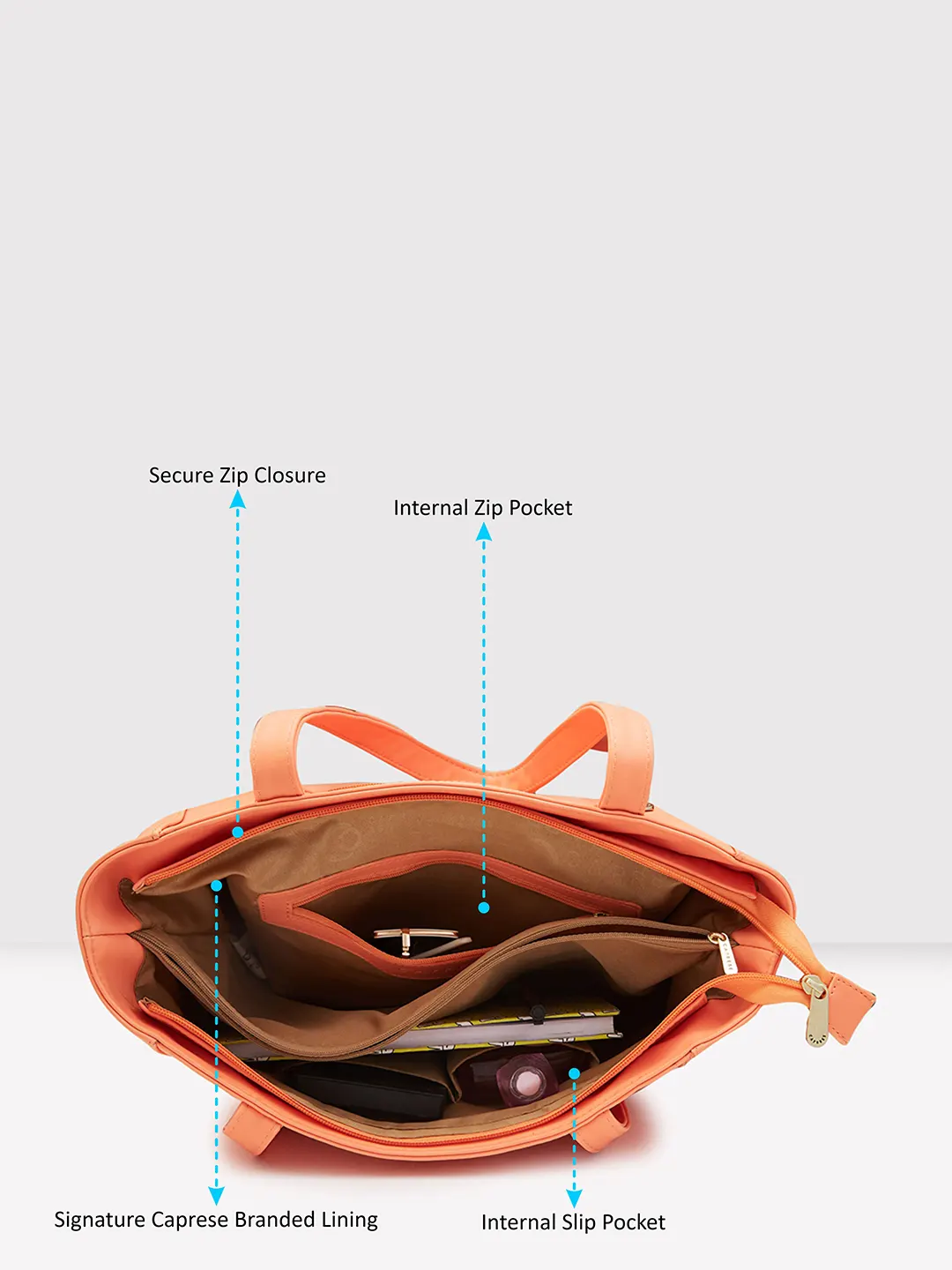 Caprese Dora Large Coral Office Tote Bag - Image 7