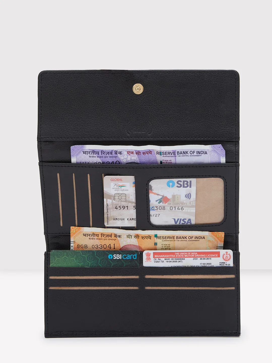 Caprese Dorrita Medium Black Flapover Wallet - Image 4