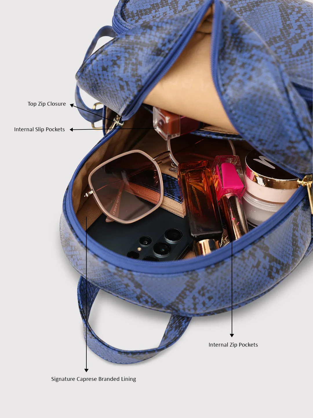Caprese Draco Small Blue Backpack - Image 10