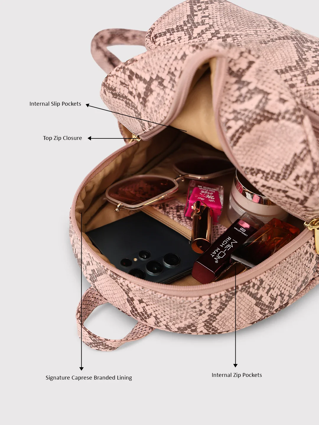 Caprese Draco Small Blush Backpack - Image 11