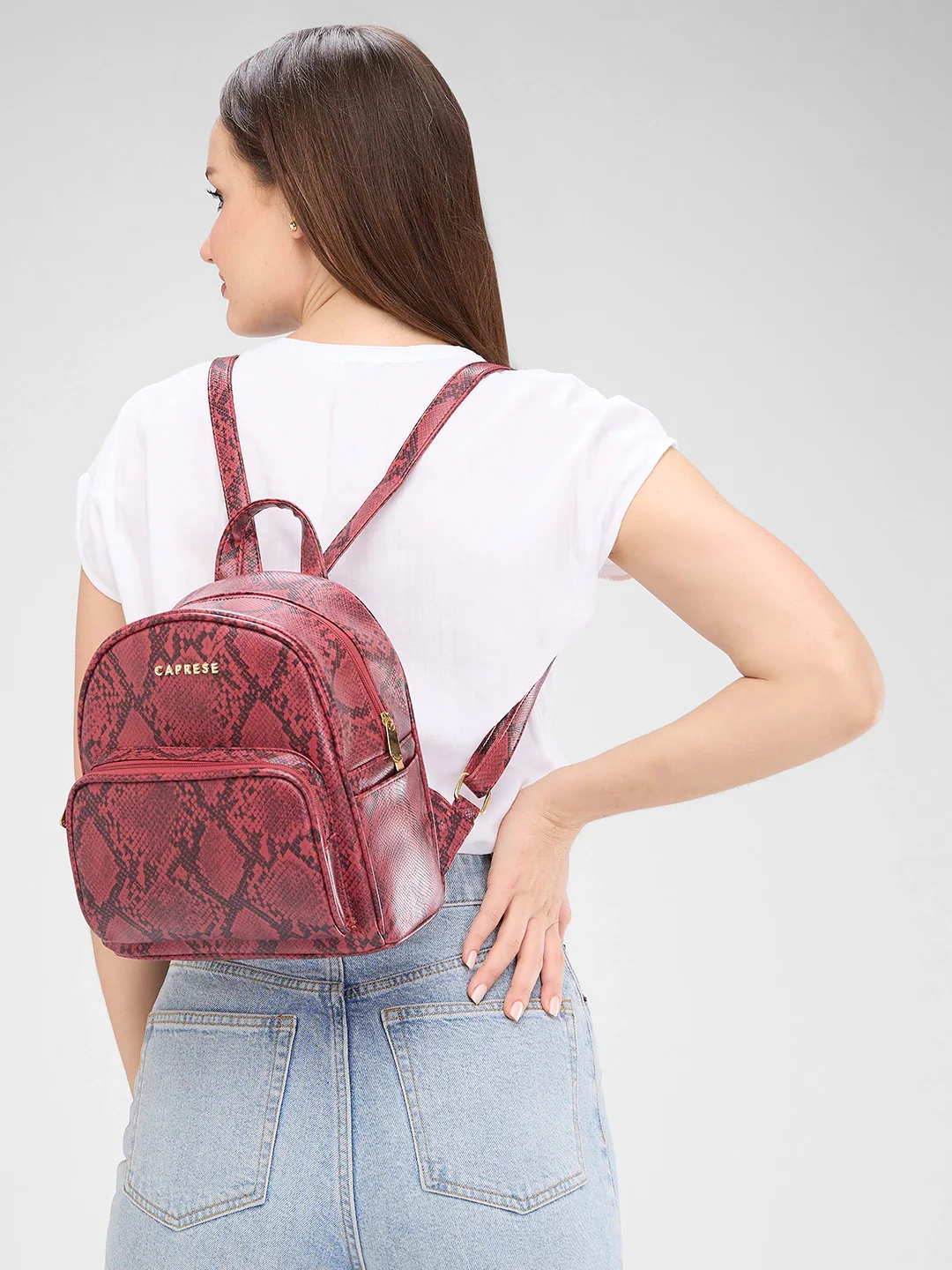 Caprese Draco Small Burgundy Backpack - Image 3