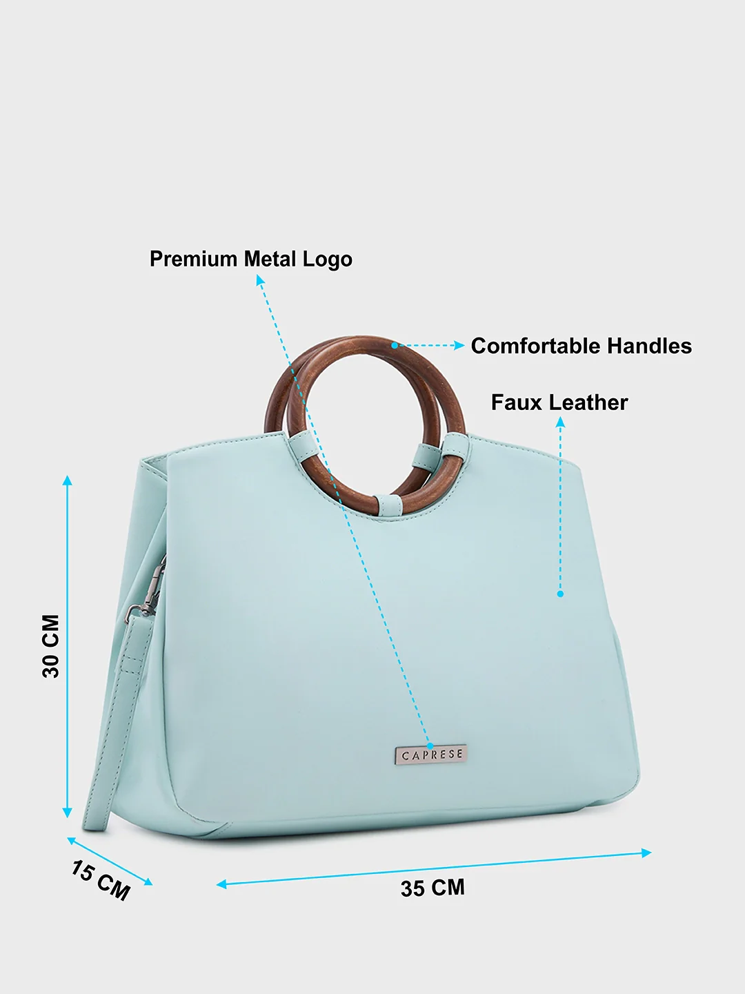 Caprese Edwina Large Aqua Satchel Bag - Image 8