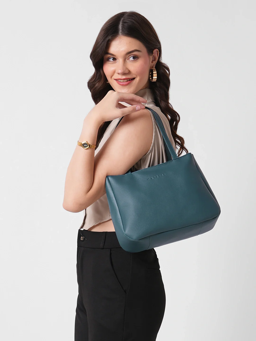 Caprese  Elena Medium Teal Blue Satchel Bag - Image 2