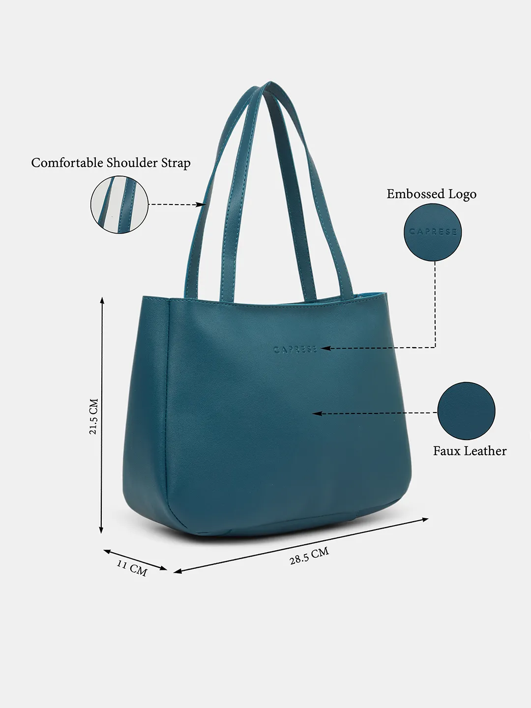 Caprese  Elena Medium Teal Blue Satchel Bag - Image 8
